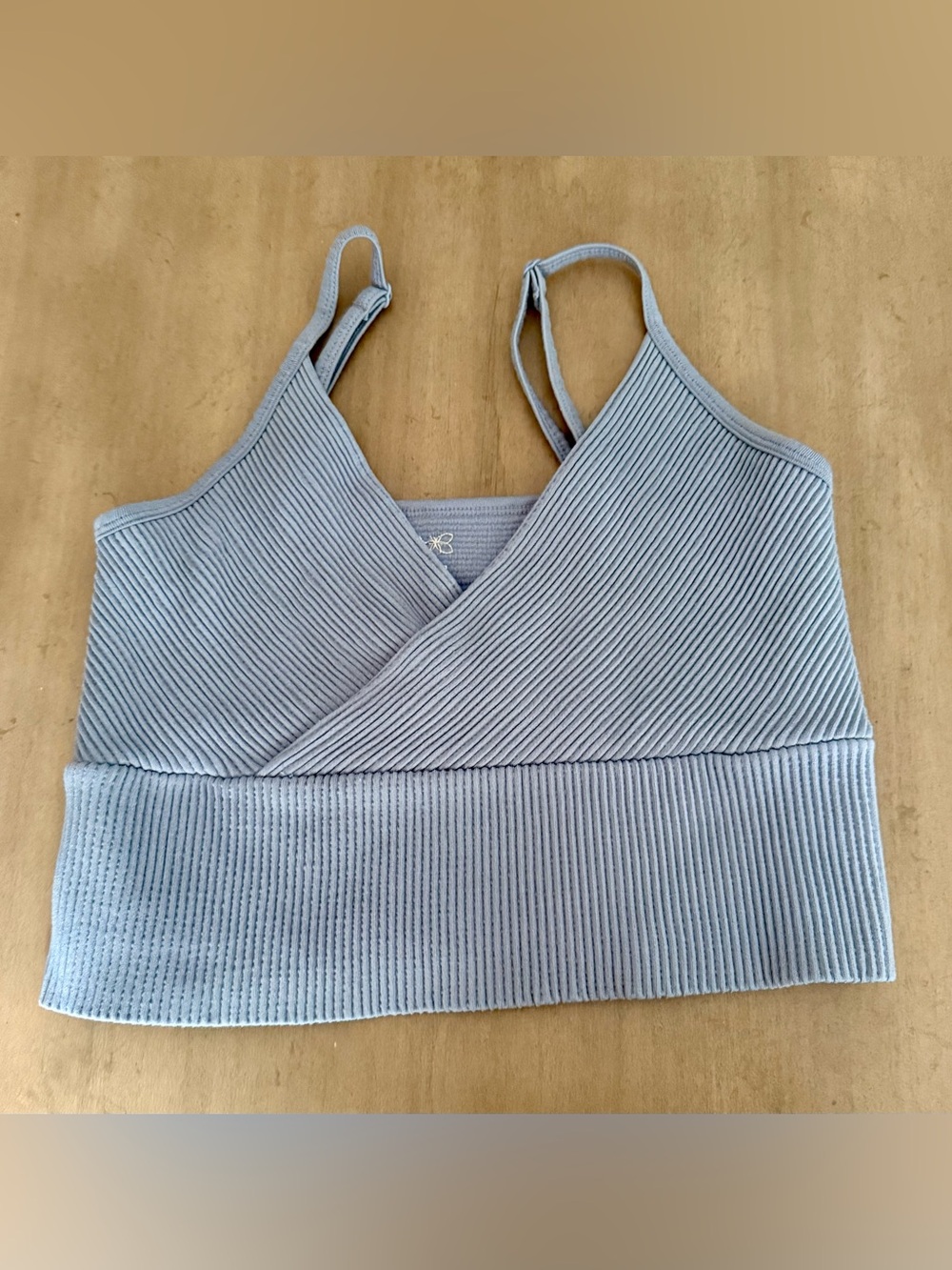 Aura Light Blue Ribbed Wrap Bralette